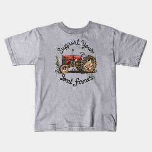 support your local farmers vintage tractor design Kids T-Shirt